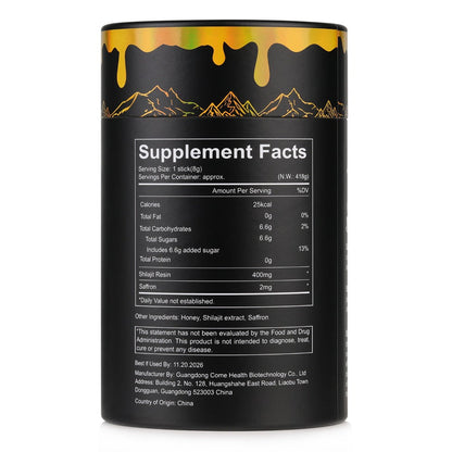 Herbal Supplements with HIMASTER Label, Shilajit Honey Saffron Sticks, 30 Sticks per Package