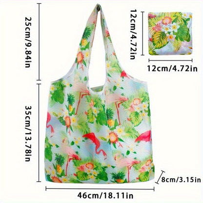 Reusable Foldable Shopping Tote Bag Set with Eight Assorted Printed Designs and Matching Zipper Pouches