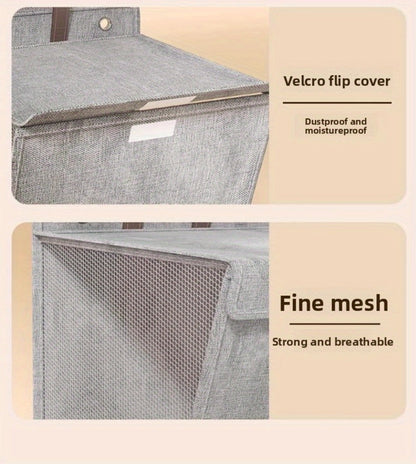 Large Gray Wall-Mounted Foldable Laundry Hamper with Lid for Bedrooms, Bathrooms and Living Rooms