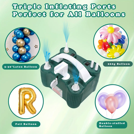 Electric Balloon Pump Party Supplies Tool with Inflate, Deflate and Seal Modes plus Four Nozzles