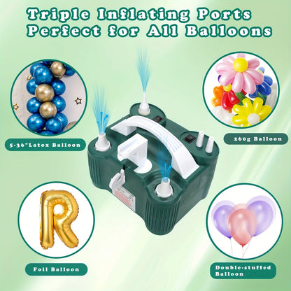 Electric Balloon Pump Party Supplies Tool with Inflate, Deflate and Seal Modes plus Four Nozzles