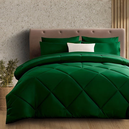 Diamond-Grid Microfiber Comforter Set with Pillowcases, 14 Color or Code Options and Twin, Queen or King Sizes