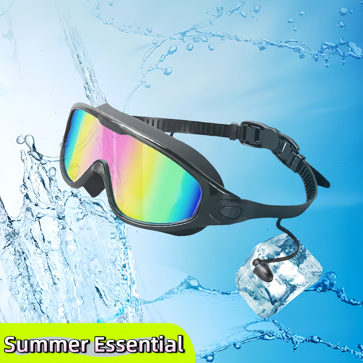 Mirrored Swimming Goggles with Nose Clip, Earplugs and Case in Gold, Pink or Two-Pair Gold-and-Pink Options