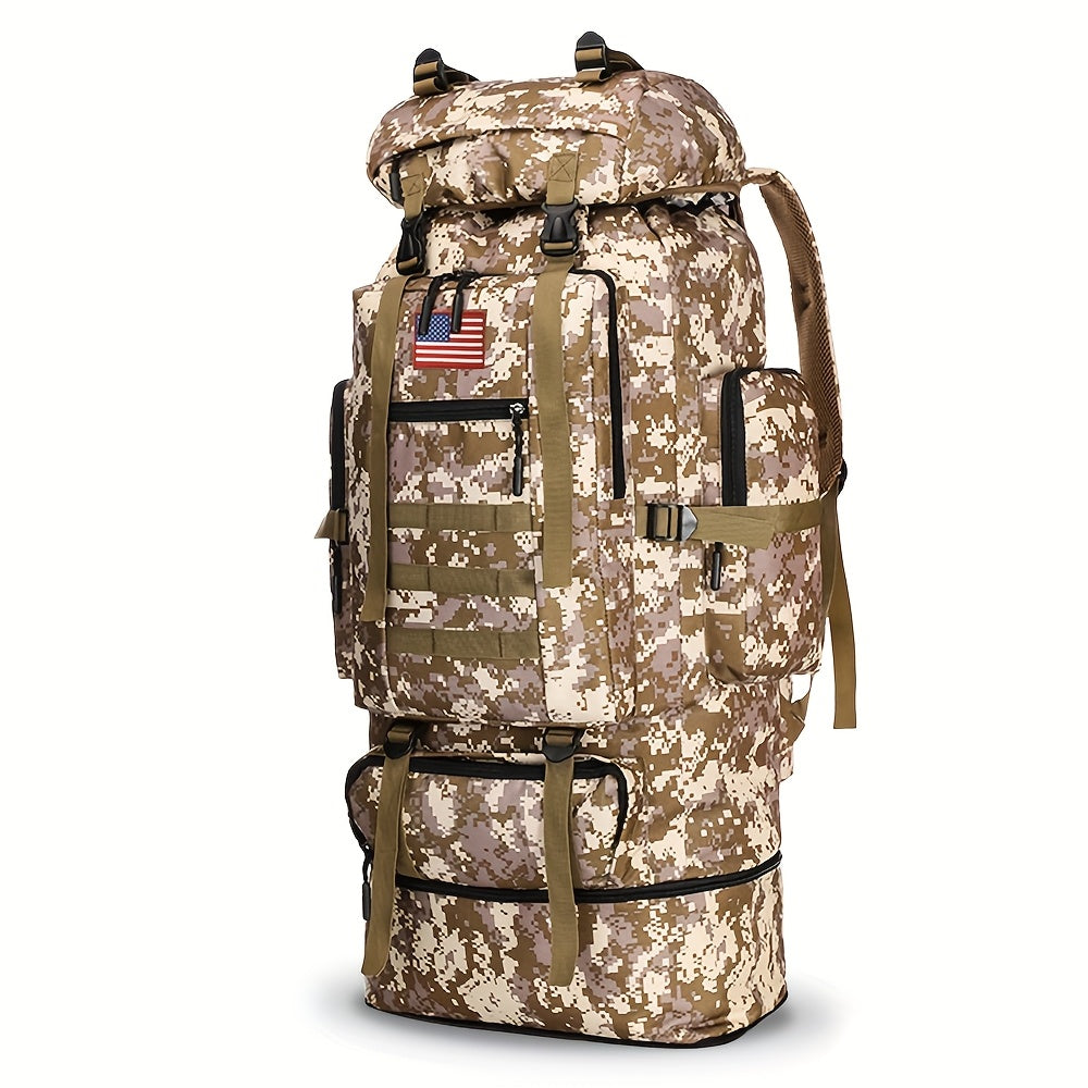 100L-Labeled Tall Tactical Rucksack with Roll-Top Compartment, Lower Pouch and Five Color Options