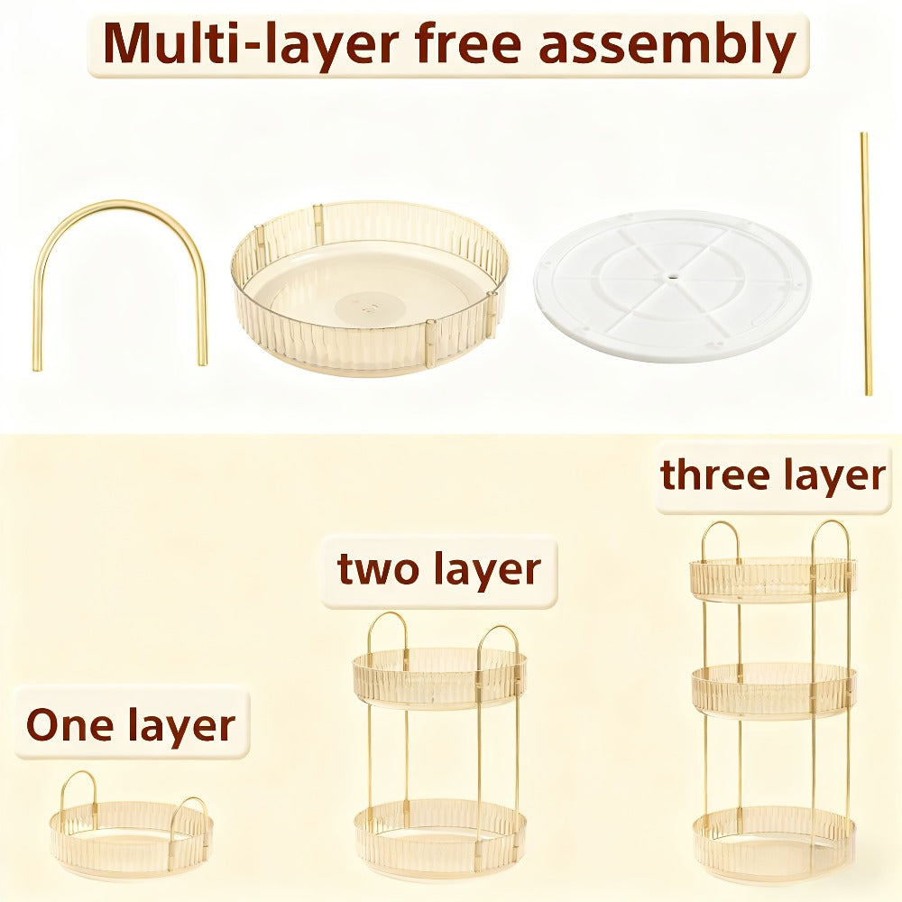Rotating Multi-Level Makeup Organizer with Detachable Trays and 12 Exact Color-and-Layer Options