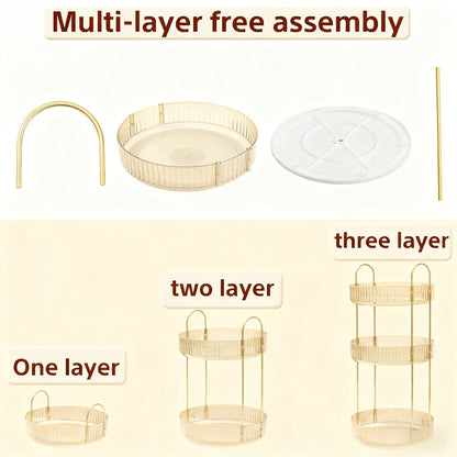 Rotating Multi-Level Makeup Organizer with Detachable Trays and 12 Exact Color-and-Layer Options