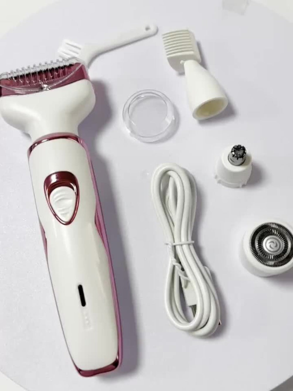 Electric Shaver 4-in-1 Women’s Grooming Kit with USB Charging for Face, Nose, Legs, Underarms and Bikini