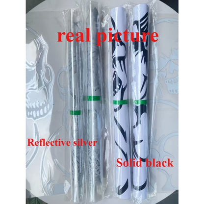 Car Window Decal Gothic Skull 2PCS Reflective Silver UV-Resistant Vinyl | Skeleton Sticker Full Cover Halloween Car Decoration Small 17x11in Large 21.6x17.7in Laptop Mirror Auto Styling