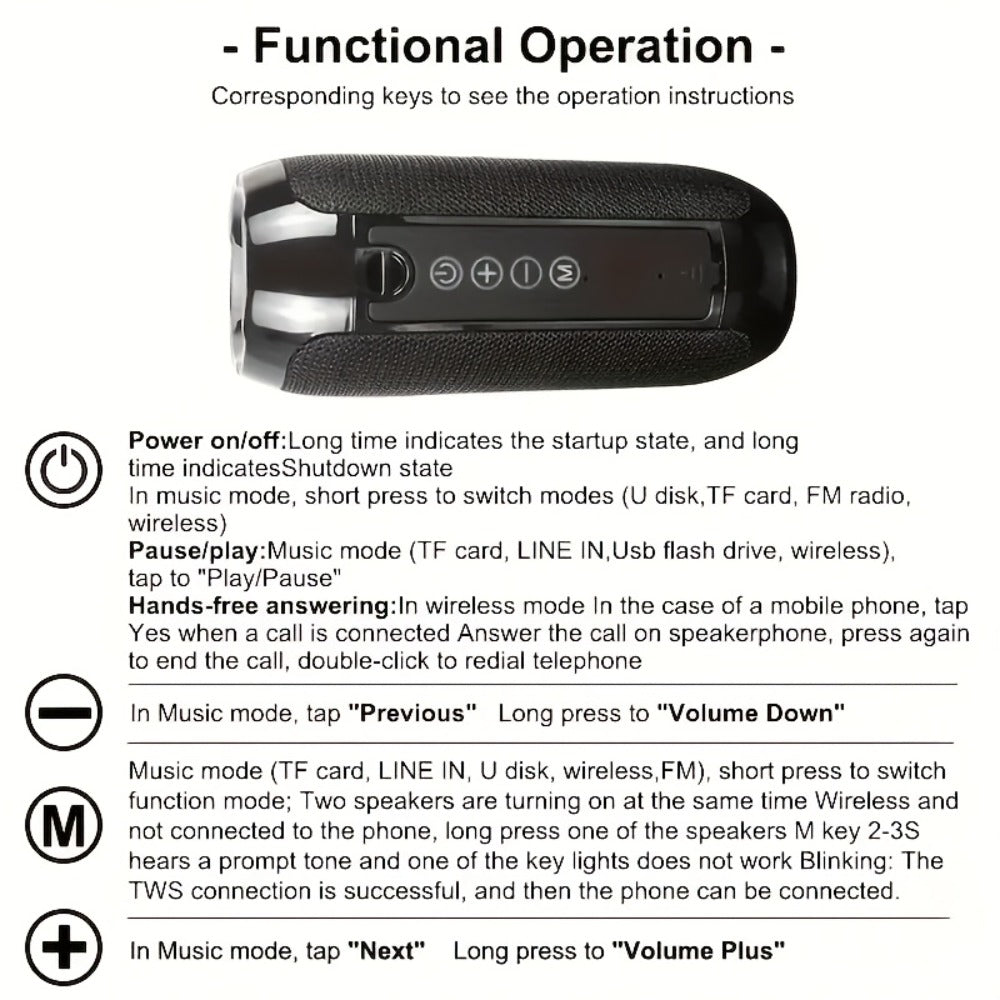 Bluetooth Speaker T&G TG117 10W TWS Model with 1200mAh Battery, FM, TF, USB, Type-C and Eight Colors
