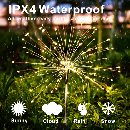 Solar Fireworks Lights 480 LED 8-Pack, IPX4 Waterproof 8 Modes