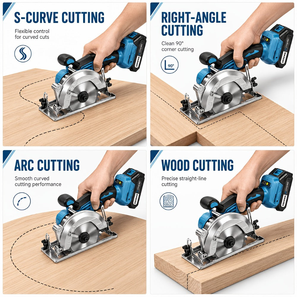 Brushless Circular Saw Kit 21V Cordless, Battery & Charger Included, Adjustable 45° Bevel Cutting, Saw Blades Included, Variable Speed, Compact & Lightweight for Woodworking & Home Projects