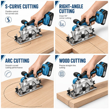 Brushless Circular Saw Kit 21V Cordless, Battery & Charger Included, Adjustable 45° Bevel Cutting, Saw Blades Included, Variable Speed, Compact & Lightweight for Woodworking & Home Projects