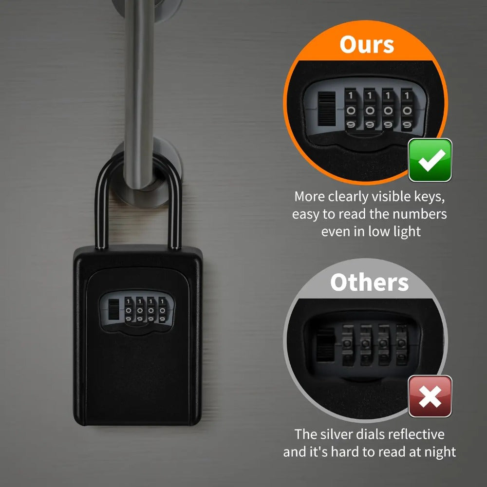 Wall-Mounted Key Lock Box with Resettable Password - Outdoor Key Safe Box, Security Lock Box for Home Garage Garden Office Store