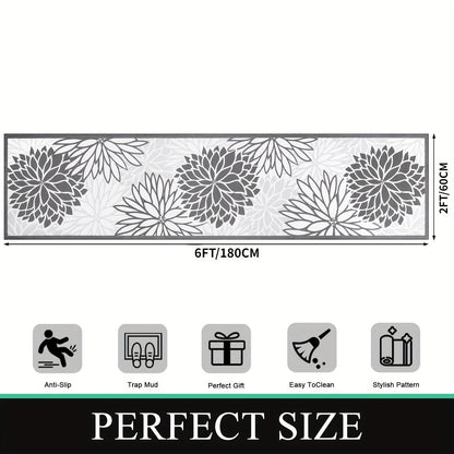 Floral Medallion Hallway Runner in Brown or Grey with 2 × 6, 2 × 8 and 2 × 10 ft Options for Home Decor