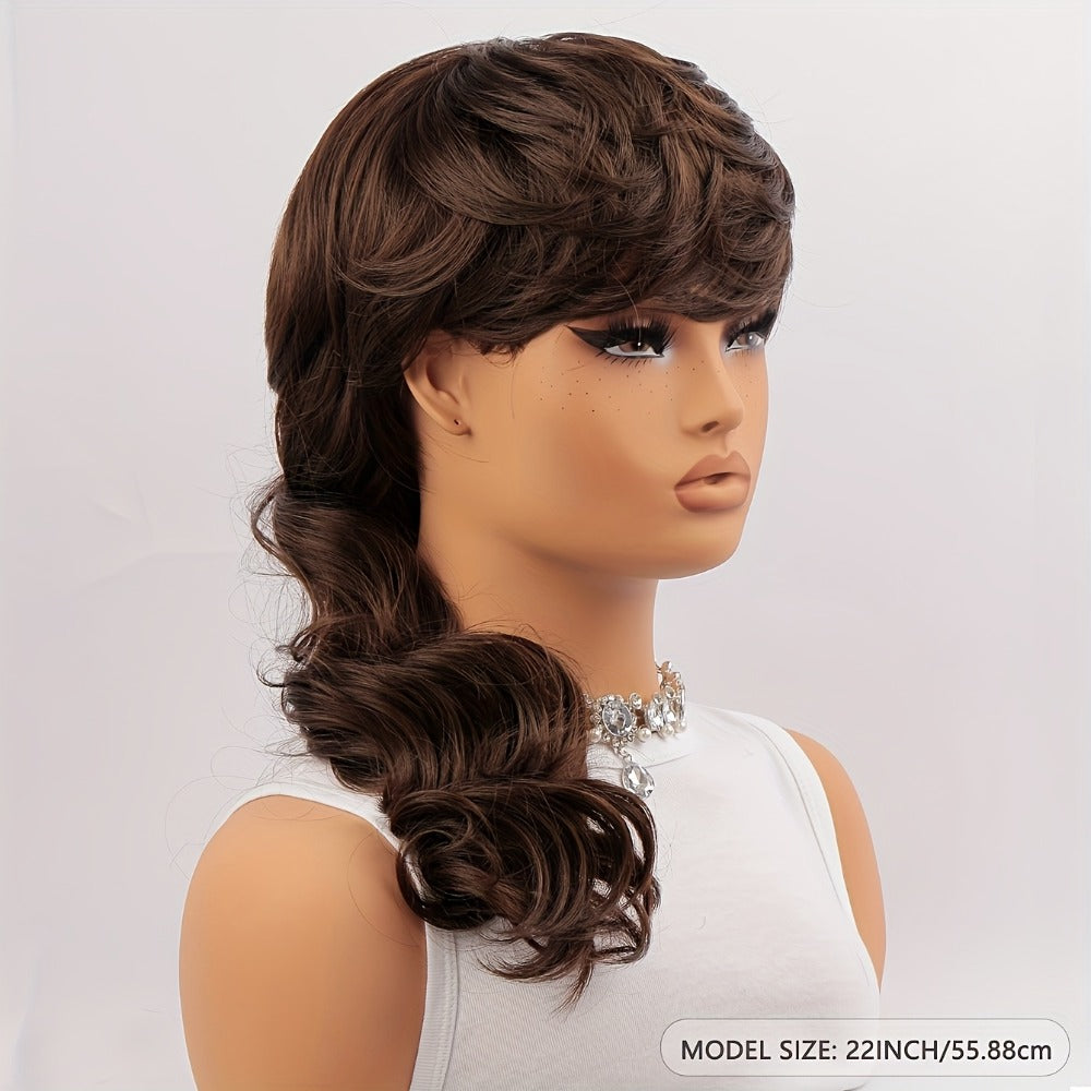 Synthetic Wig Long Deep-Wave Curls, 150% Density with Rose Net Cap in 22- or 24-Inch Lengths