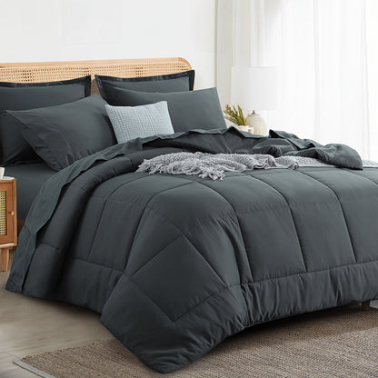 7 Piece Comforter Set Luxury Soft Fluffy Bedding All Season Bed in a Bag with Comforter Fitted Sheet Flat Sheet Pillowcases Hypoallergenic Breathable Easy Care Queen King Twin XL Full