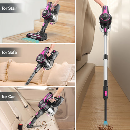 Stick and Handheld Vacuum Cleaner with LED Floor Head, Six Cordless Colors or Black Wired Model