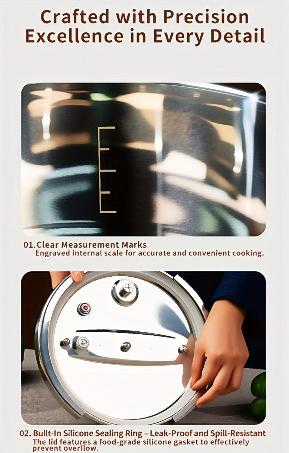 Pressure Cooker Stainless Steel with One-Twist Lock Lid, Induction & Gas Compatible Stew Pot in 1.32gal