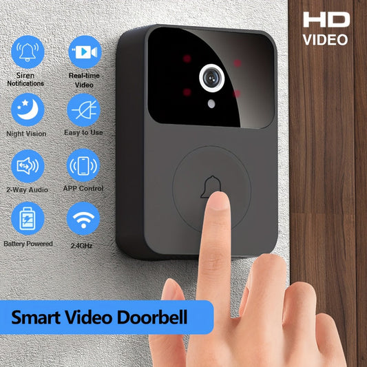 Voice Change Doorbell Camera Wireless HD 960P – Night Vision, Two-Way Audio, Motion Alert Push Notification, 2.4GHz WiFi, Rechargeable Battery, Remote Mobile View, Single or 2-Pack, Black White