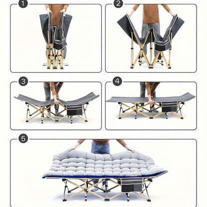 Folding Camping Bed with Carry Bag and No-Pad or Mattress Checkout Options Labeled 450, 500 or 600 lb