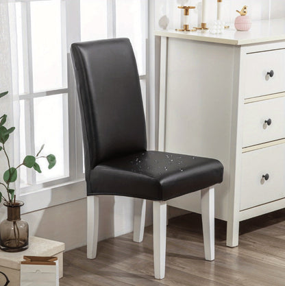 Chair Cover Set of 4 or 6 Stretch PU Leather Dining Slipcovers in Nine Available Color Choices