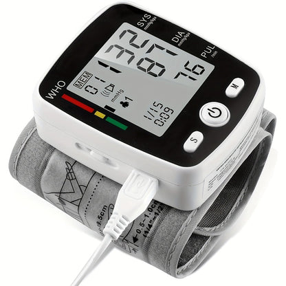 Wrist Blood Pressure Monitor Rechargeable - Digital BP Monitor with Large LCD, Voice Broadcast, 2×99 Memory & USB Charging