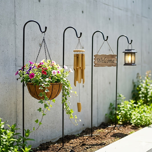 Shepherd Hooks 4 Pack Heavy Duty Metal Garden Stakes for Hanging Plant Baskets Solar Lights Bird Feeders Wind Chimes Outdoor Decor 47 & 63 Inch