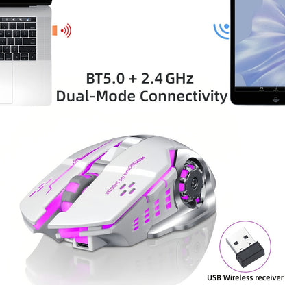 Wireless Gaming Mouse RGB Rechargeable T-WOLF 2.4GHz Ergonomic Large Mouse for PC Laptop Tablet Mac Chromebook Adjustable DPI Quiet Click Work Gaming Study Back to School Gift