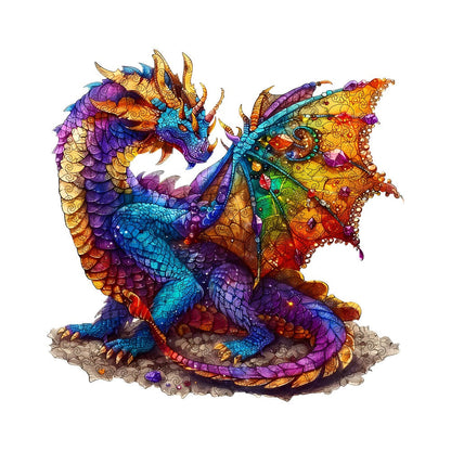 Dragon Wooden Jigsaw Puzzle with Irregular Animal-Shaped Pieces in Exact Small or Large Size Options