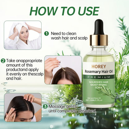 Rosemary Hair and Scalp Oil in One- or Two-Bottle 50ml Options with Batana and Castor Seed Oil Labels