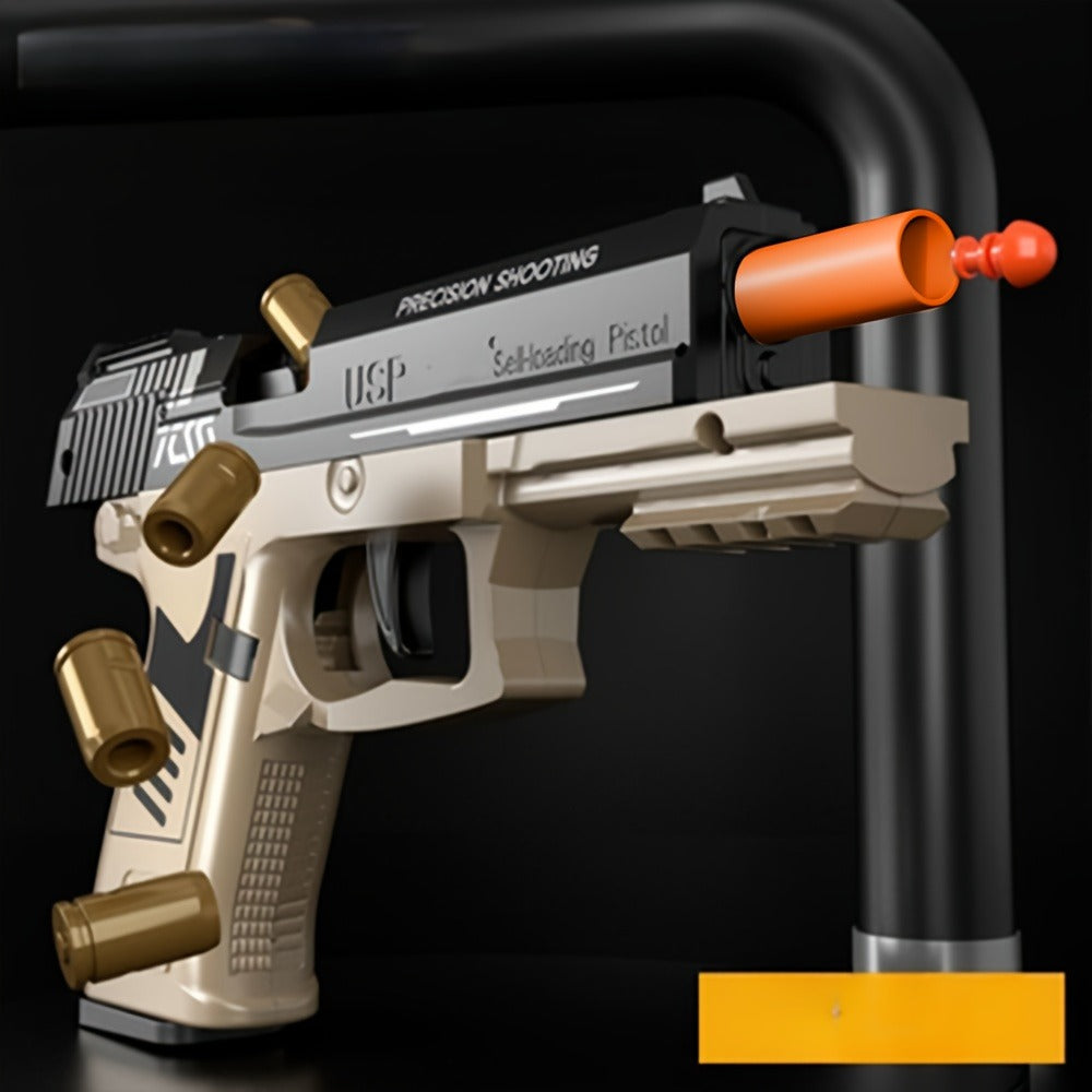 USP Clip Toy Gun Pistol with Continuous Shooting, 100 Bullets & 2 Magazines Rapid Fire Foam Blaster for Kids Boys Girls Ages 6+