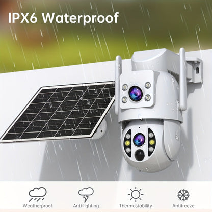 Solar PTZ Security Camera Dual Lens 1296P – 360° Outdoor WiFi Surveillance with Built-In Display, Color Night Vision, Two-Way Audio, Motion Detection & Rechargeable Battery by JOOAN