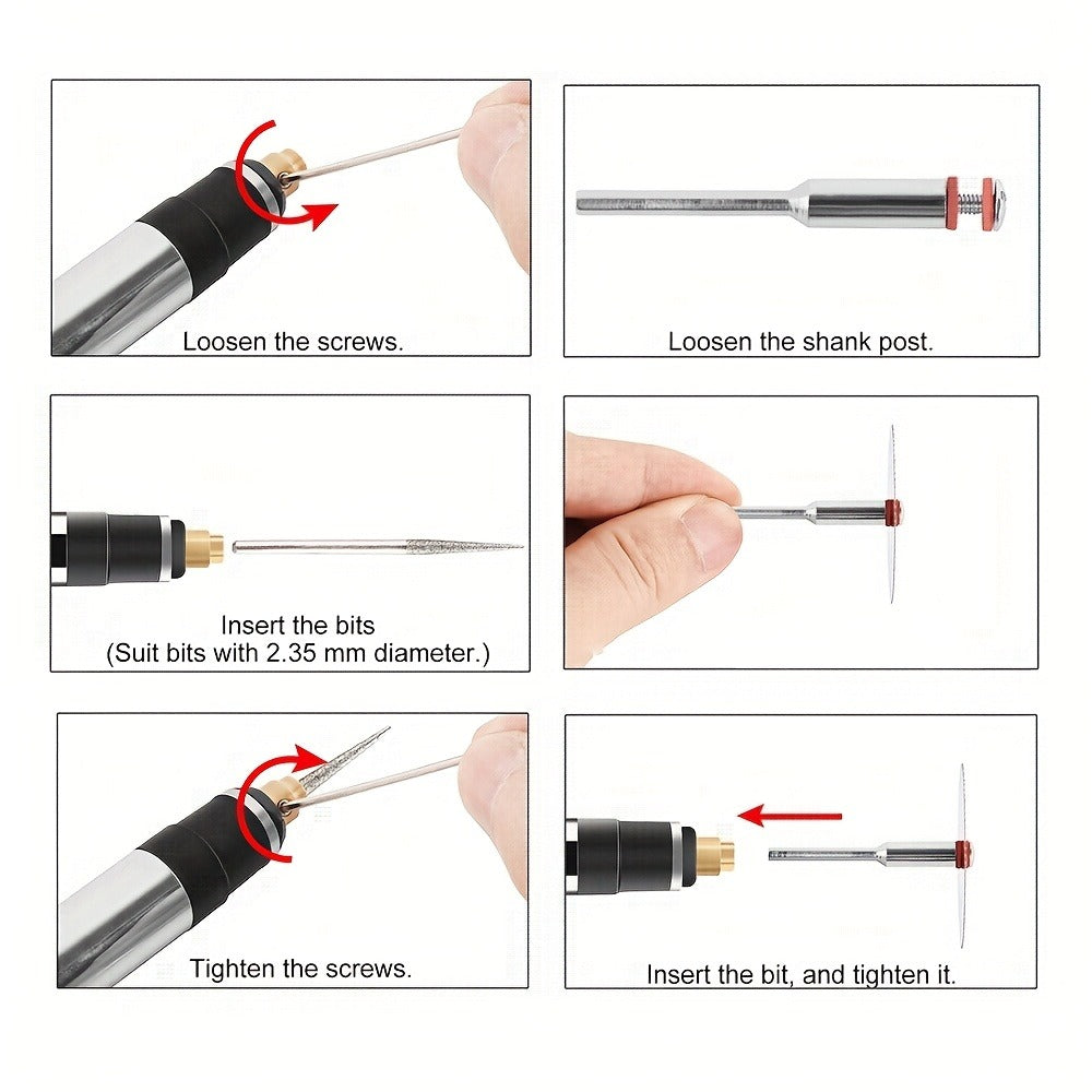 Mini USB-Rechargeable Rotary Tool with Three Speeds and 58-, 74- or 83-Piece Accessory Sets