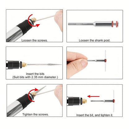 Mini USB-Rechargeable Rotary Tool with Three Speeds and 58-, 74- or 83-Piece Accessory Sets