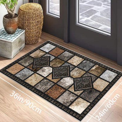 Area Rug 56x80 Marble Tile Print with Soft Surface for Living Room, Bedroom or Covered Patio