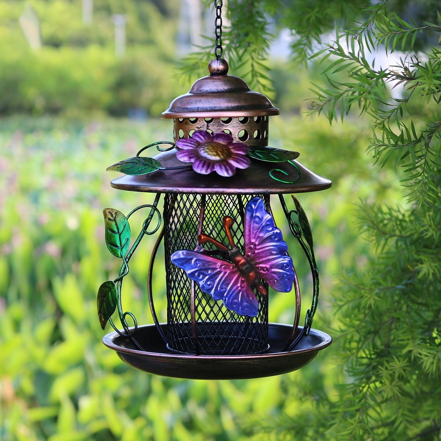 Wild Bird Feeder | Iron Mesh Hanging Dragonfly Butterfly Garden Patio