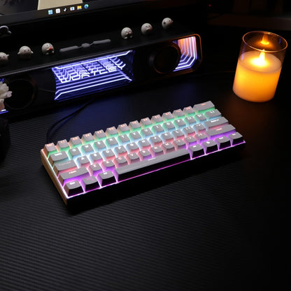 Mechanical Keyboard 61-Key Compact Wired Layout with Cyan Switches, RGB Backlighting and Four Case Color Options
