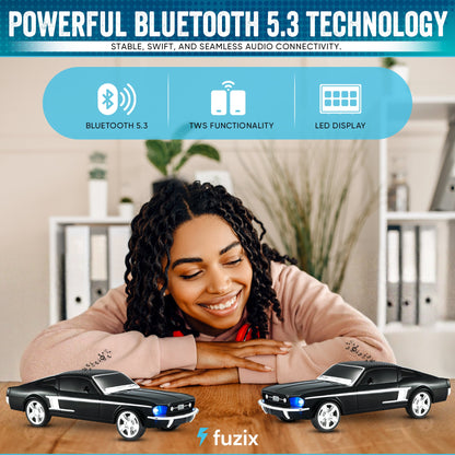 Fuzix WS-1967 Classic Car Bluetooth Speaker with LED Lights | Retro Replica Wireless Stereo, FM Radio, USB/TF/AUX, Built-in Mic, Rechargeable – Novelty Gift for Car Enthusiasts, Home, Travel & Parties