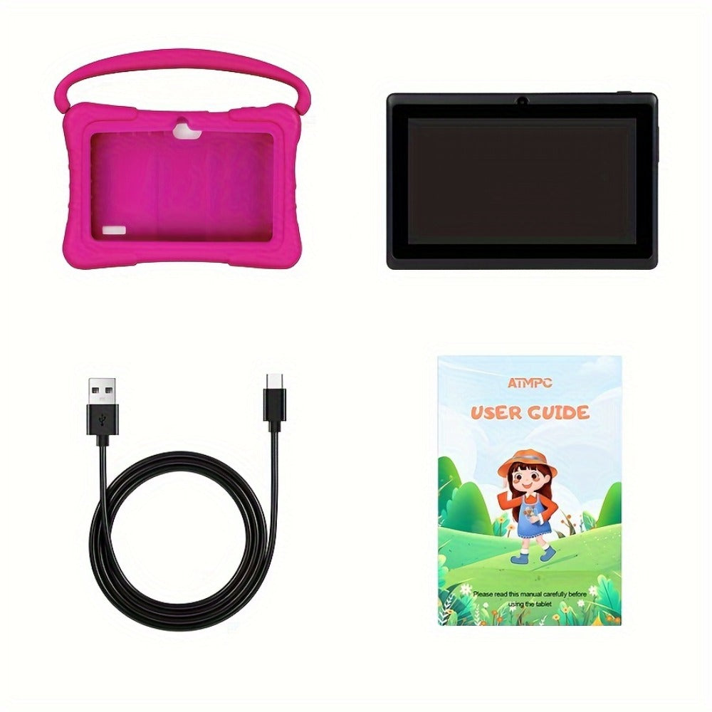 Kids Tablet 7 Inch Android 14 with Parental Control – Eye Protection Screen, GMS Certified, 2GB RAM, 32GB ROM, Silicone Case, Educational Apps, 2.4G WiFi, Perfect Birthday & Holiday Gift for Children