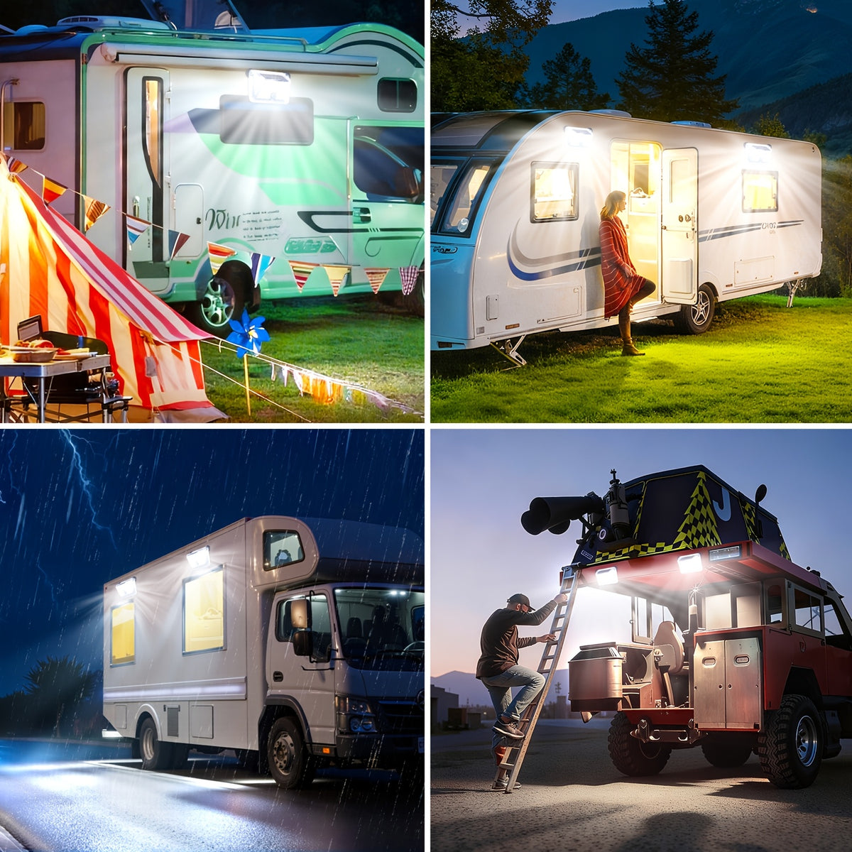 Magnetic RV Solar Motion Light 800LM - 90 LED, 270° Sensor, 3 Modes, IP65 Waterproof, for RV Awning, Camper, Trailer & Porch Exterior Lighting