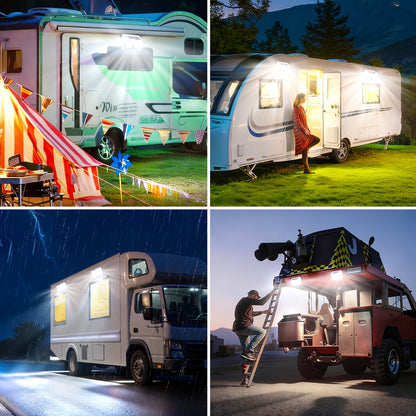 Magnetic RV Solar Motion Light 800LM - 90 LED, 270° Sensor, 3 Modes, IP65 Waterproof, for RV Awning, Camper, Trailer & Porch Exterior Lighting