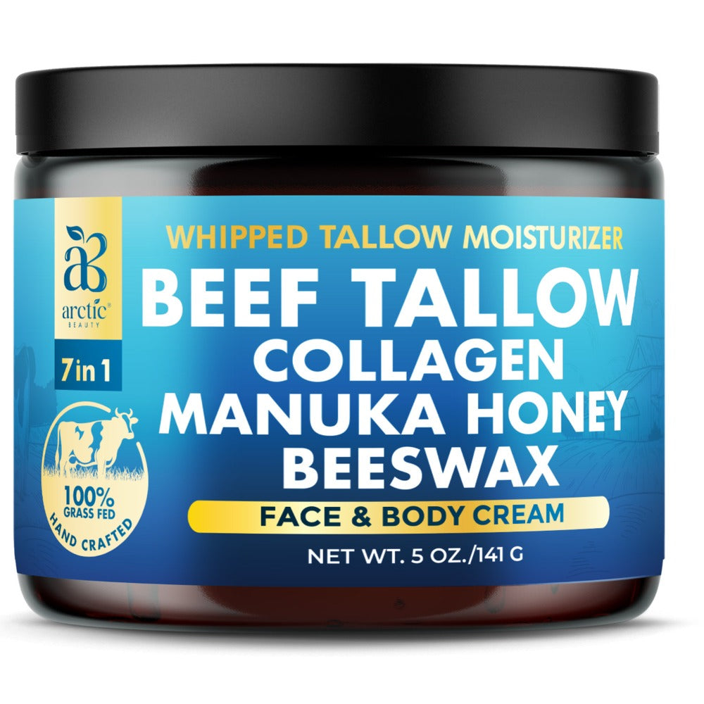 Whipped Beef Tallow-Labeled Face and Body Cream with Honey, Jojoba Oil, Collagen and Aloe Vera