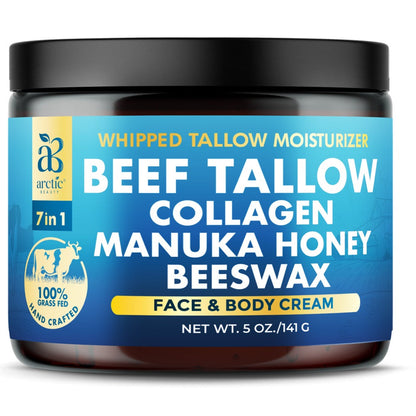 Whipped Beef Tallow-Labeled Face and Body Cream with Honey, Jojoba Oil, Collagen and Aloe Vera