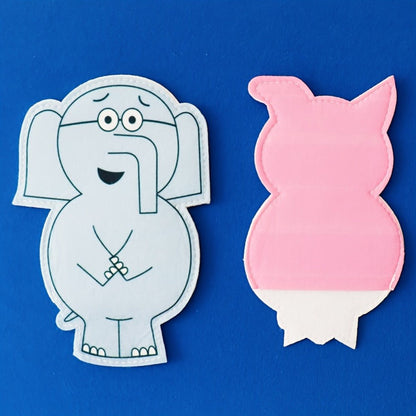 Elephant and Piggie Hand Puppets Plush Stuffed Animal Props for Storytelling, Classroom Teaching & Role Play, Interactive Read-Aloud Toy for Kids Toddlers, Birthday Gift – Pink Animal & Baby Elephant