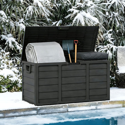Outdoor Storage Box 75 Gallon Resin Deck Box with Handles – Waterproof Lockable Container for Pool Accessories, Garden Tools, Camping Gear & Patio Storage, Easy Assembly