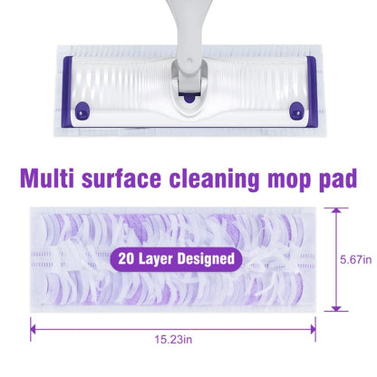 Twenty-Nine-Piece PowerMop-Style Disposable Refill Pad Pack with Purple Microfiber-Strip Surface