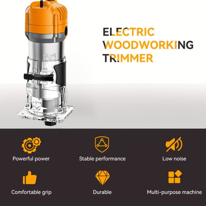 Wood Router 800W 35000 RPM Compact Electric Router Tool | 15-Piece 1/4" Bit Set for DIY Woodworking, Edge Trimming, Slotting, Carving & Contour Processing – Variable Speed Rotary Tool