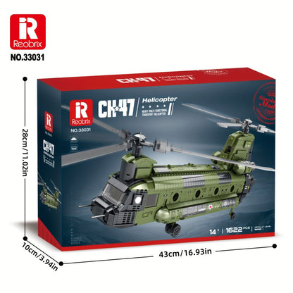 CH-47 Chinook Transport Helicopter Building Block Model with 1,622 Pieces for Adult Aviation Display