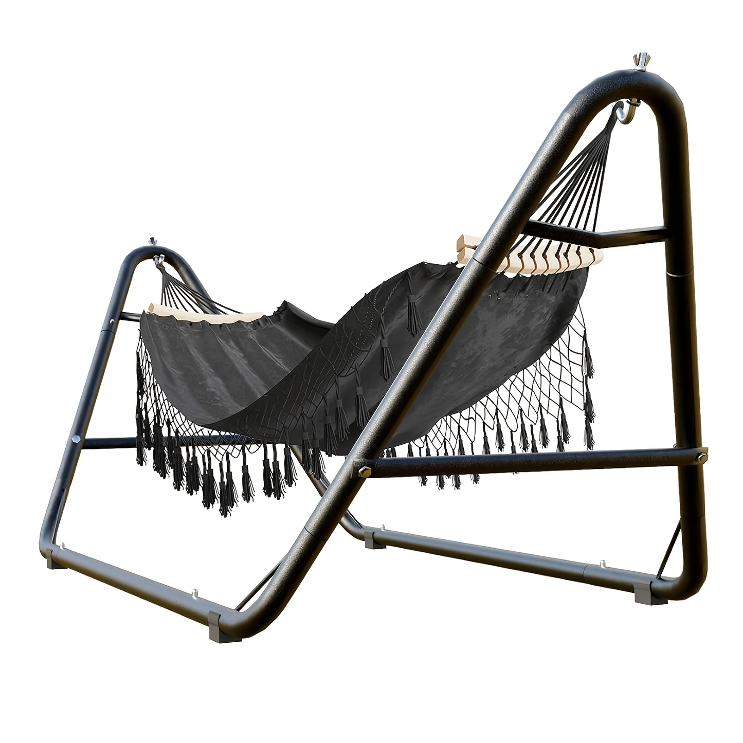 Hammock with Stand Outdoor 600 lbs Capacity Anti-Rollover Heavy Duty Portable Camping Backyard Patio Hammock Bed White Grey Black