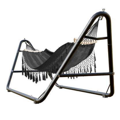 Hammock with Stand Outdoor 600 lbs Capacity Anti-Rollover Heavy Duty Portable Camping Backyard Patio Hammock Bed White Grey Black